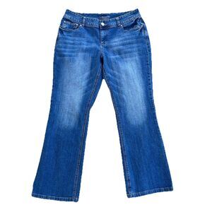 Maurices Bootcut Jeans Women 16 Reg Blue Medium Wash Denim Midrise Stretch Flare